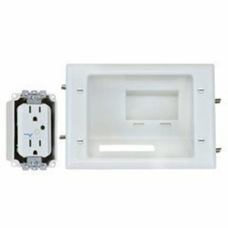 SWE-TECH 3C Recessed Low Voltage Mid-Size Plate w/ Duplex Surge Suppressor, White FWT45-0081-WH